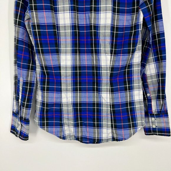 J.Crew Perfect Shirt Blue Tartan Plaid Button Down Long Sleeve Top - Picture 9 of 11